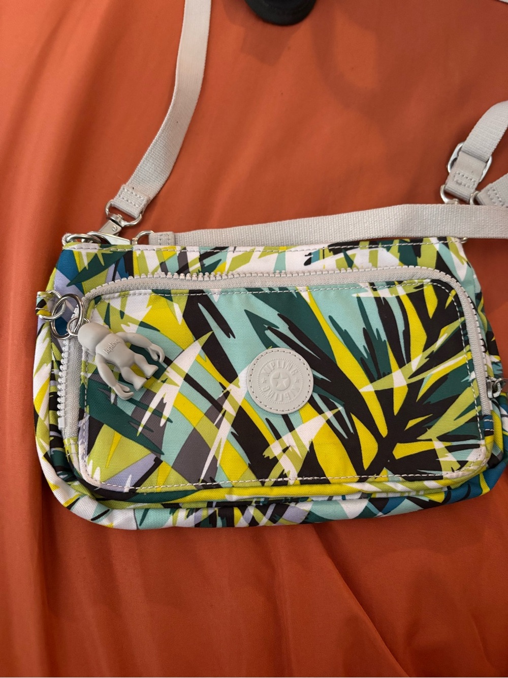 Kipling Tropical Print Crossbody Bag in Yellow, Teal, Black